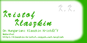 kristof klaszkin business card